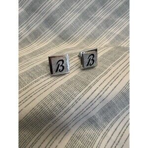 Vintage Swank Silver Tone Cuff Link Set, Personalized With B